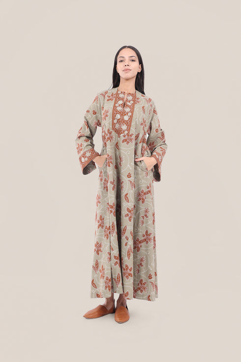 Long floral cotton jellabiya dress